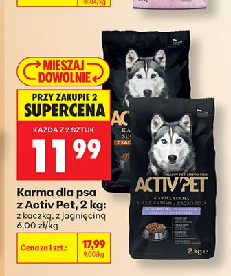 Karma dla psa Activ Pet z kaczką promocja w Biedronka