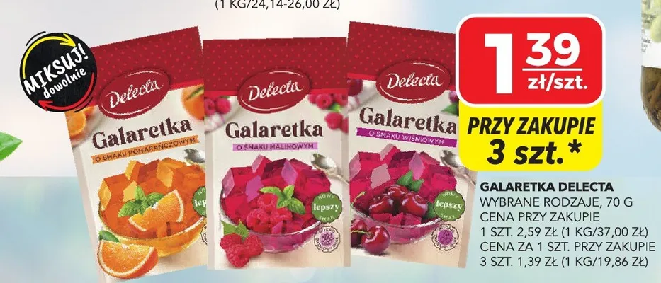 Galaretka pomarańczowa, wiśniowa, truskawkowa promocja w Top Market