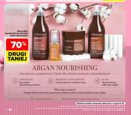 Olejek do włosów Argan Arkemusa promocja w Carrefour