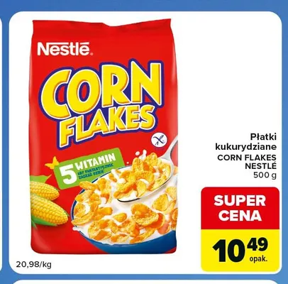 Płatki kukurydziane Corn Flakes Nestlé promocja w Carrefour Express
