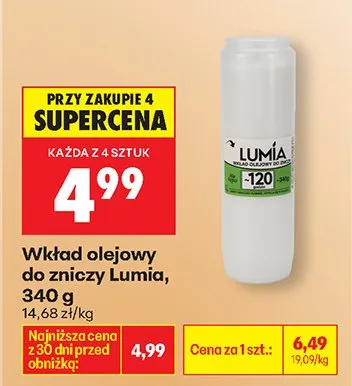 Wkład olejowy do znicza promocja w Biedronka