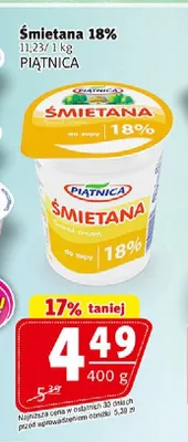Śmietana 18% Piątnica promocja w Prim Market