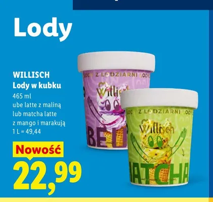 Lody w kubku Willisch ube latte z maliną promocja w Lidl