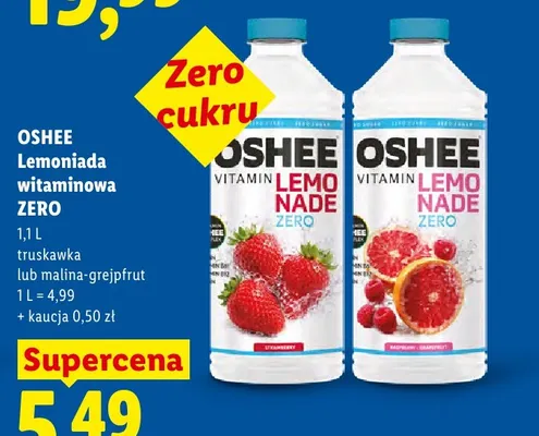 Lemoniada witaminowa Oshee Zero truskawka promocja w Lidl