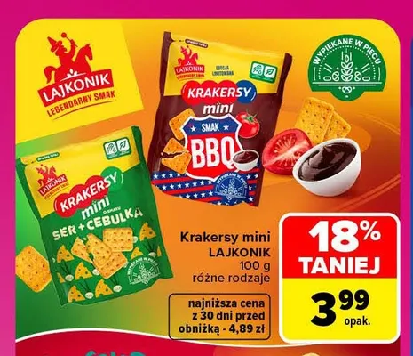 Krakersy mini ser i cebulka Lajkonik promocja w Carrefour Market