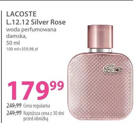 Woda perfumowana damska Lacoste L.12.12 Silver Rose promocja w Hebe