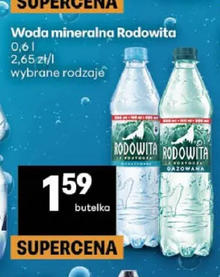 Woda mineralna Rodowita gazowana promocja w Delikatesy Centrum