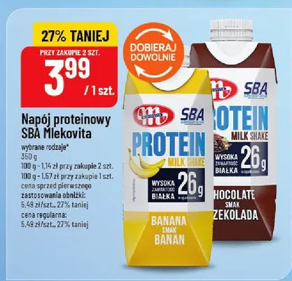 Napój proteinowy SBA Mlekovita promocja w POLOmarket
