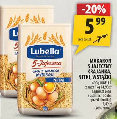 Makaron 5 jajeczny nitki z mleczkiem, nitki, wstążki promocja w Arhelan