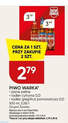Piwo bezalkoholowe Warka Radler Cytryna 0,0 promocja w Chata Polska