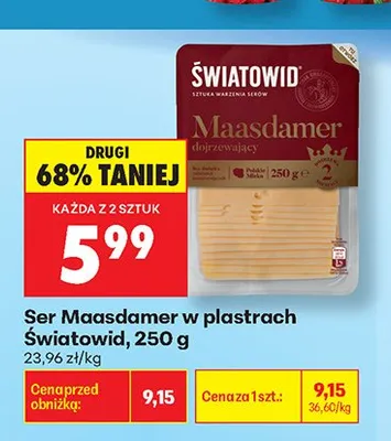 Ser Maasdamer w plastrach Światowid promocja w Biedronka