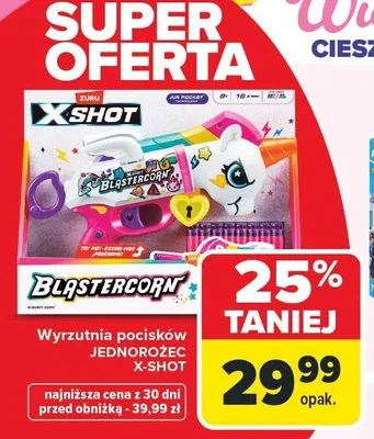 Wyrzutnia pocisków JEDNOROŻEC X-SHOT promocja w Carrefour