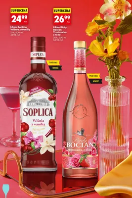 Likier Biały Bocian Truskawka z różą promocja w Biedronka