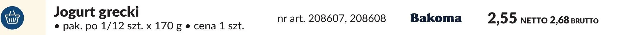 Jogurt grecki Bakoma promocja w Makro