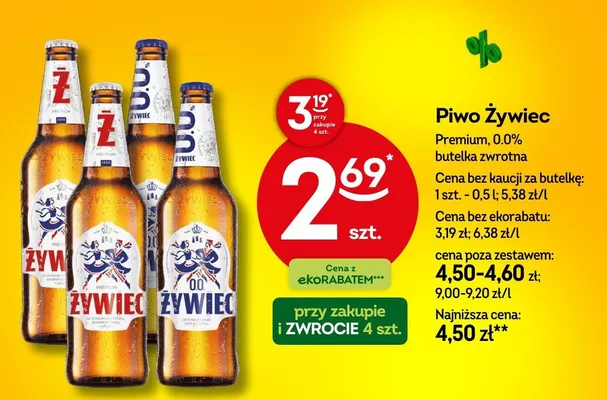 Piwo Żywiec Premium butelka zwrotna promocja w Żabka