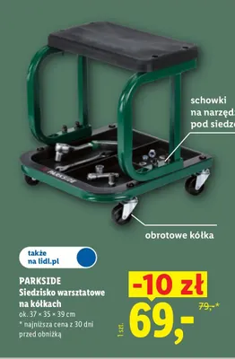 Siedzisko warsztatowe na kółkach Parkside promocja w Lidl