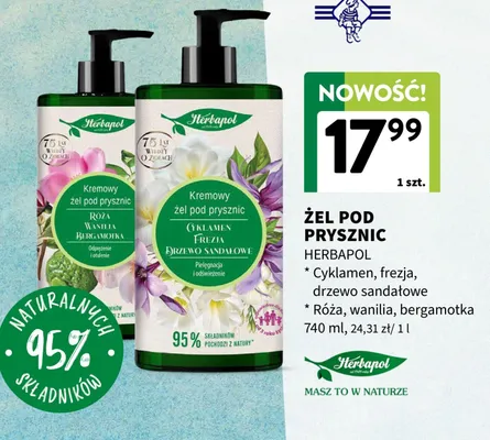 Kremowy żel pod prysznic Herbapol Róża wanilia bergamotka promocja w Intermarche