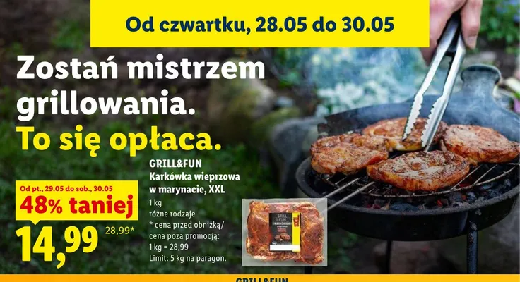 Karkówka wieprzowa w marynacie GRILL&FUN XXL promocja w Lidl
