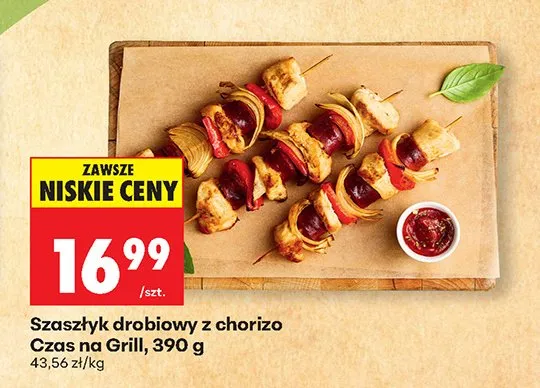 Szaszłyk drobiowy z chorizo Czas na Grill promocja w Biedronka