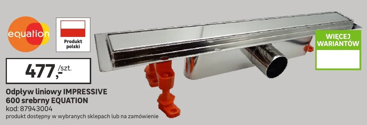 Odpływ liniowy Impressive 600 srebrny promocja w Leroy Merlin