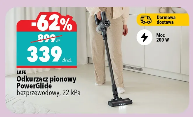 Odkurzacz pionowy PowerGlide bezprzewodowy 22 kPa promocja w Biedronka Home