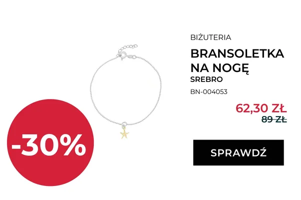 Bransoletka na nogę srebro z zawieszką rozgwiazda Briju promocja w Briju