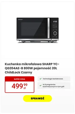 Kuchenka mikrofalowa SHARP promocja w Media Expert