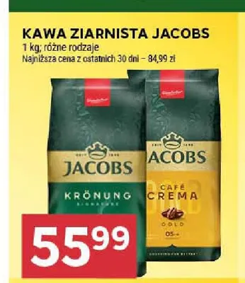 Kawa ziarnista Jacobs Café Crema promocja w Stokrotka