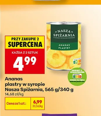 Ananas plastry w syropie Nasza Spiżarnia promocja w Biedronka