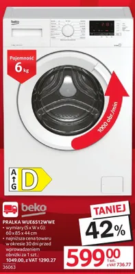 Pralka WUE6512XWW BEKO promocja w Selgros