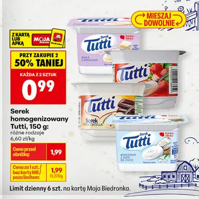 Serek homogenizowany Tutti stracciatella promocja w Biedronka