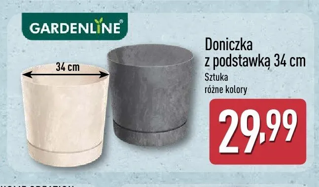 Doniczka z podstawką 34 cm Gardenline promocja w Aldi