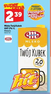 Mleko UHT Twój Kubek Mlekovita 2% promocja w TOPAZ