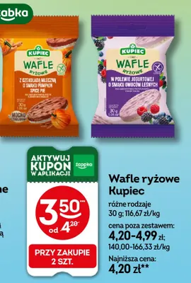 Wafle ryżowe w polewie jogurtowej o smaku owoców leśnych Kupiec promocja w Żabka
