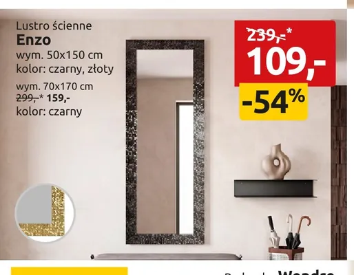 Lustro ścienne Enzo 50x150 cm promocja w Black Red White