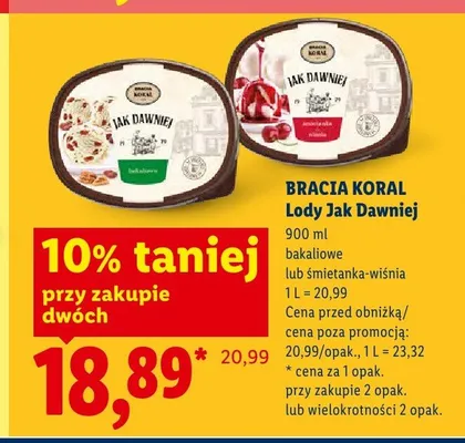 Lody Jak Dawniej śmietanka-wiśnia Bracia Koral promocja w Lidl