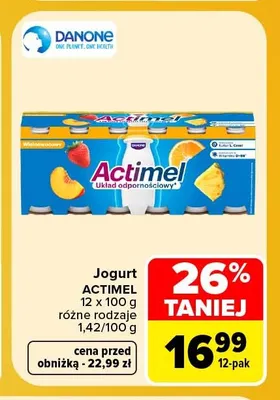 Jogurt Actimel 12-pak Danone promocja w Carrefour
