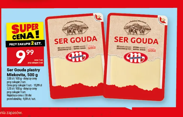 Ser gouda w plastrach Mlekovita promocja w Twój Market
