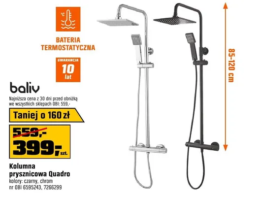 Kolumna prysznicowa Quadro kolory: czarny, chrom promocja w OBI