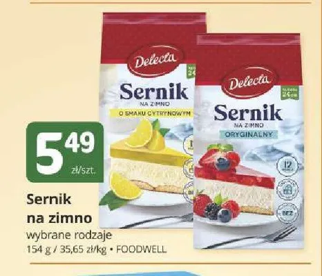 Sernik na zimno o smaku cytrynowym Delecta promocja w Marketvita
