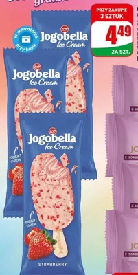 Lody na patyku strawberry Jogobella Zott promocja w Dino