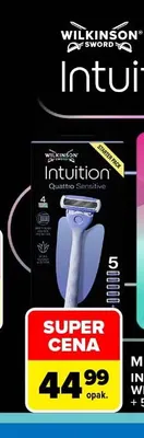 Maszynka do golenia Intuition Quattro Sensitive + 5 wkładów Wilkinson Sword promocja w Carrefour