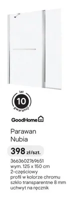 Parawan nawannowy GoodHome Nubia chrom transparentny 125x150 cm promocja w Castorama