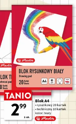 Blok techniczny biały Herlitz A4 promocja w Intermarche