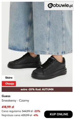 Sneakersy czarne Guess promocja w eobuwie.pl