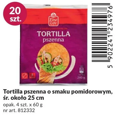 Tortilla pszenna o smaku pomidorowym śr. około 25 cm promocja w Makro