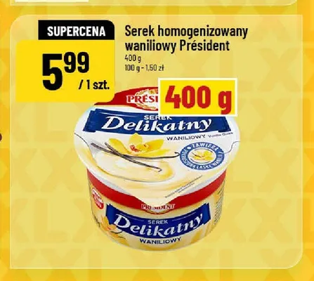Serek homogenizowany waniliowy Président Delikatny promocja w POLOmarket