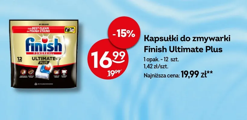 Kapsułki do zmywarki Finish Ultimate Plus promocja w Żabka