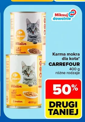 Karma mokra dla kota Carrefour Companino Vitalive promocja w Carrefour Market