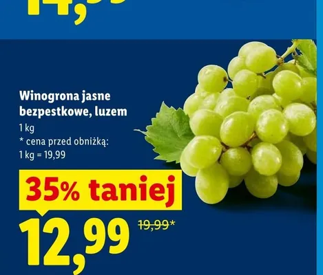 Winogrona jasne bezpestkowe luzem promocja w Lidl